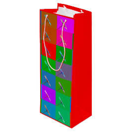 Kleurrijke Daisy Squares, Abstracte kleine lettert Wijn Cadeautas