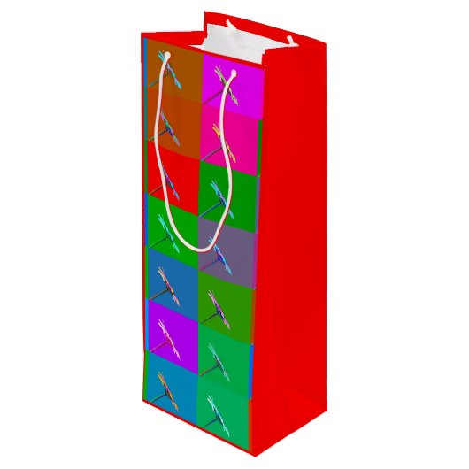 Kleurrijke Daisy Squares, Abstracte kleine lettert Wijn Cadeautas (Achterkant Gekanteld)