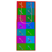 Kleurrijke Daisy Squares, Abstracte kleine lettert Wijn Cadeautas (Voorkant)