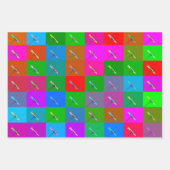 Kleurrijke Daisy Squares, Abstracte kunst, Rode Pa Inpakpapier Vel (Voorkant)