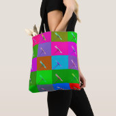 Kleurrijke Daisy Squares, Elegant en Fun Abstract Tote Bag (Dichtbij)