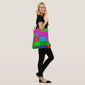 Kleurrijke Daisy Squares, Elegant en Fun Abstract Tote Bag (Op model)