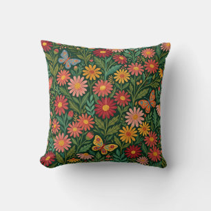 Kleurrijke Daisy & Vlinder Worp Kussen