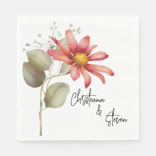 Kleurrijke Daisy Wildflower Bloemen Waterverf Servet (Voorkant)