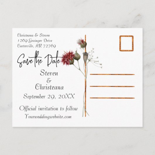 Kleurrijke Daisy Wildflower Waterverf Bloemen Aankondigingskaart (Achterkant)