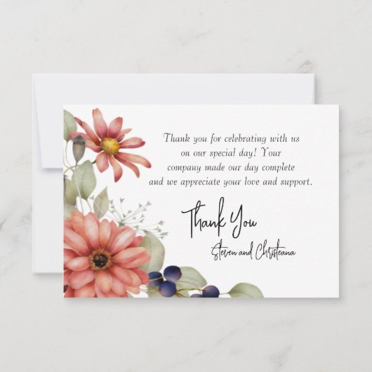 Kleurrijke Daisy Wildflower Waterverf Bloemen Bedankkaart (Achterkant)