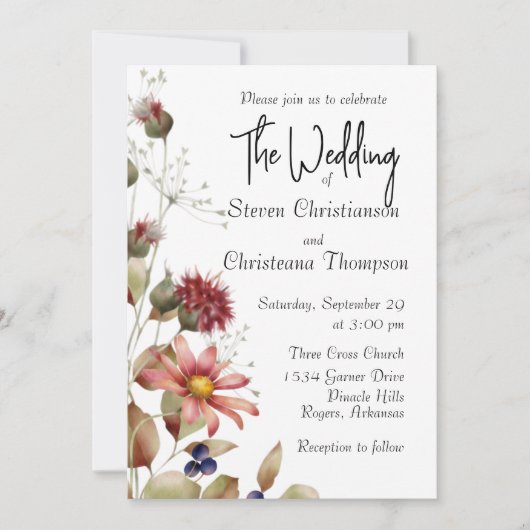 Kleurrijke Daisy Wildflower Waterverf Bloemen Foto Kaart (Voorkant)