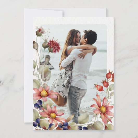 Kleurrijke Daisy Wildflower Waterverf Bloemen Foto Kaart (Achterkant)