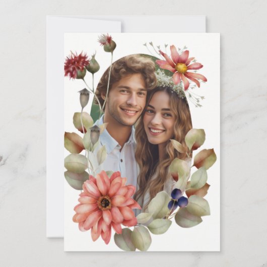 Kleurrijke Daisy Wildflower Waterverf Bloemen Foto Save The Date (Achterkant)