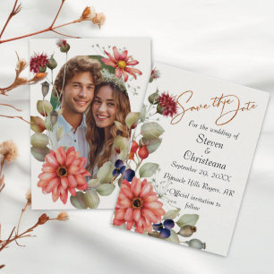 Kleurrijke Daisy Wildflower Waterverf Bloemen Foto Save The Date