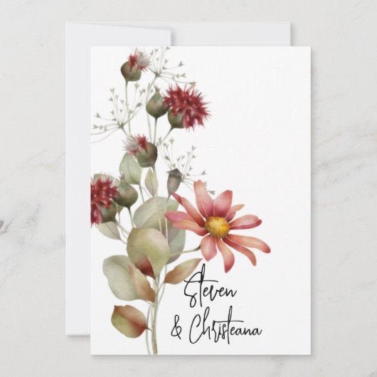 Kleurrijke Daisy Wildflower Waterverf Bloemen Kaart (Achterkant)