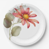 Kleurrijke Daisy Wildflower Waterverf Bloemen Papieren Bordje (Voorkant)