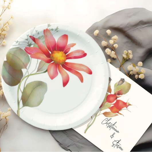 Kleurrijke Daisy Wildflower Waterverf Bloemen Papieren Bordje