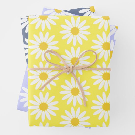 Kleurrijke Daisy Wrapping Paper Flat Sheet Set van (In situ)