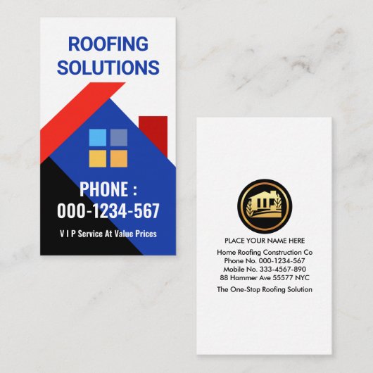 Kleurrijke dakbedekking visitekaartje (Voorkant / Achterkant)