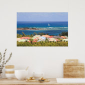 Kleurrijke daken over het Caribische Zee Poster (Keuken)