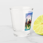 Kleurrijke Dallas Silhouette Abstracte Kunst Shot Glas (Links)