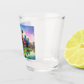 Kleurrijke Dallas Silhouette Abstracte Kunst Shot Glas (Rechts)