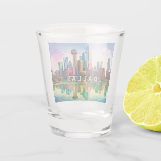 Kleurrijke Dallas Skyline Abstracte kunst Shot Glas (Achterkant)