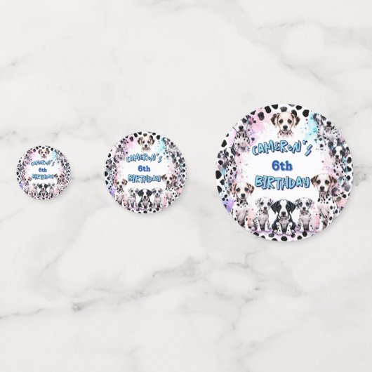 Kleurrijke Dalmatische Puppy Waterverf Verjaardag Confetti (Voorkanten)