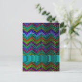 Kleurrijke damast chevron briefkaart (Staand voorkant)
