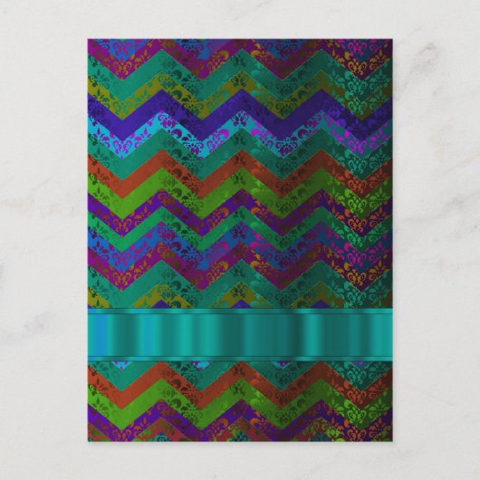 Kleurrijke damast chevron briefkaart (Voorkant)