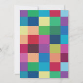 Kleurrijke dambordpatroon Moderne bruiloft Kaart (Achterkant)