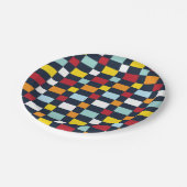 Kleurrijke dambordpatroonpartij papieren bordje (Gekanteld)