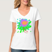Kleurrijke dames basic V-hals tshirt (Voorkant)