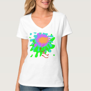 Kleurrijke dames basic V-hals tshirt