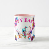Kleurrijke Dancing Easter Bunnies Party Mok (Midden)