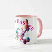 Kleurrijke Dancing Easter Bunnies Party Mok (Voorkant rechts)