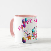 Kleurrijke Dancing Easter Bunnies Party Mok (Voorkant links)