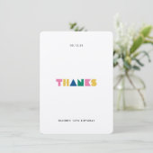 Kleurrijke Dank Kinderen Verjaardagsfeest Dankkaar Bedankkaart (Staand voorkant)