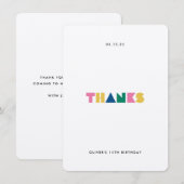 Kleurrijke Dank Kinderen Verjaardagsfeest Dankkaar Bedankkaart (Voorkant / Achterkant)