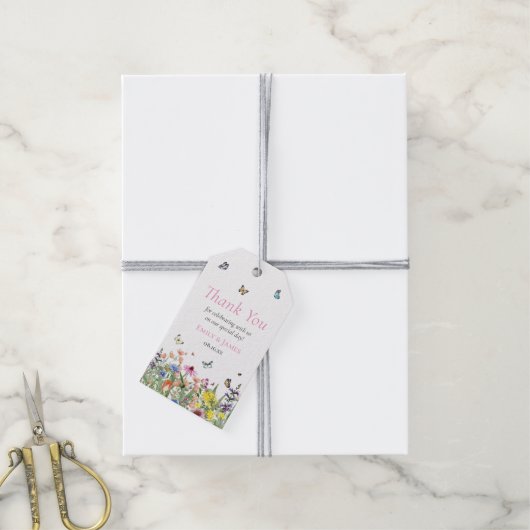 Kleurrijke dank u bruiloft cadeaulabel (Met Touw)