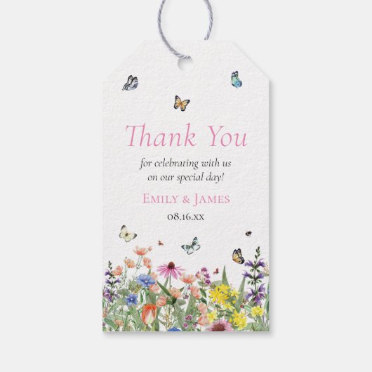 Kleurrijke dank u bruiloft cadeaulabel (Achterkant)