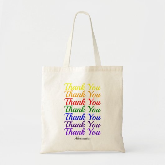 Kleurrijke dank u regenboog naam Custom Tote Bag (Voorkant)