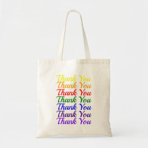 Kleurrijke dank u regenboog tote bag
