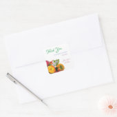 Kleurrijke Dank U Waterverf Bloemen Rozen Script Vierkante Sticker (Envelop)