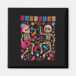 Kleurrijke dansende Mexicaanse skeletten - Kute Da Magneet