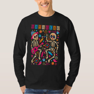 Kleurrijke dansende Mexicaanse skeletten luiden de T-shirt