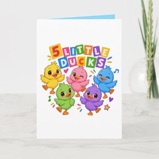 Kleurrijke Dansende Vijf kleine eendjes Kaart