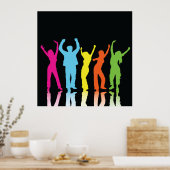 Kleurrijke Dansers Dansen Rond Poster (Keuken)