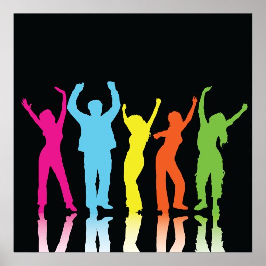 Kleurrijke Dansers Dansen Rond Poster (Voorkant)