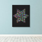 Kleurrijke Davidster Canvas Afdruk (Insitu (Houten vloer))