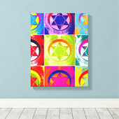Kleurrijke Davidster ontwerpprint Canvas Afdruk (Insitu (Houten vloer))