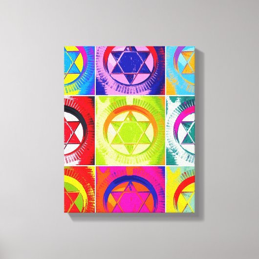 Kleurrijke Davidster ontwerpprint Canvas Afdruk (Voorkant)