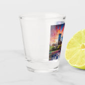 Kleurrijke Dayton Silhouette Abstracte Kunst Shot Glas (Links)