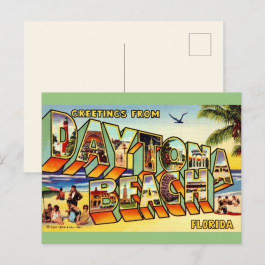 Kleurrijke Daytona Beach Florida ansichtkaart Briefkaart (Voorkant / Achterkant)